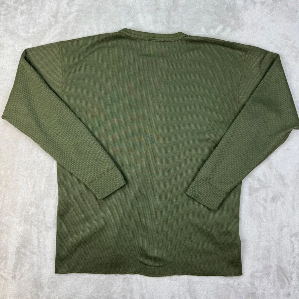 Vintage Medalist Waffle Knit Base Thermal Shirt Large Army Green Olive USA